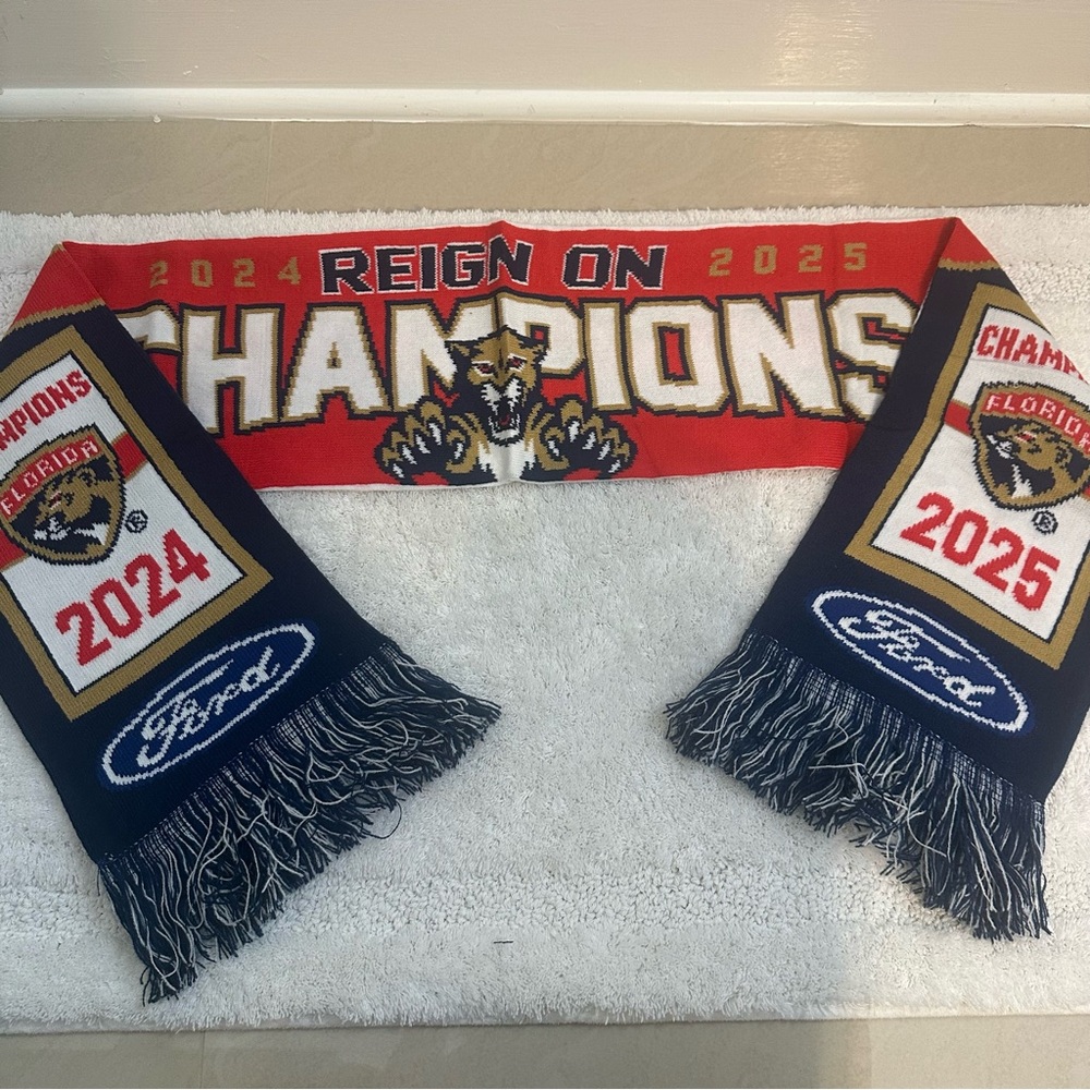 Florida Panthers Hockey NHL Stanley Cup Champion 2024 2025 Reversable Scarf